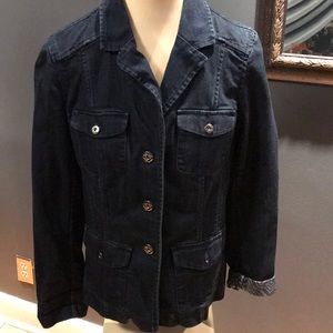 Dana Buchman denim zebra button jacket, size 6